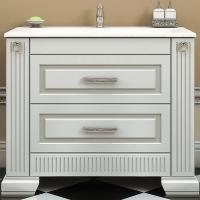 Тумба под раковину Opadiris Оникс 100 Z0000005573 Белая глянцевая с серебристой патиной