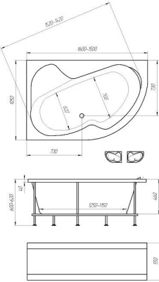 Акриловая ванна Marka One Aura 150x105 R без гидромассажа