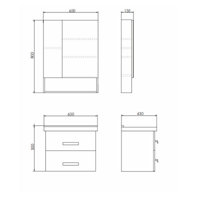 Тумба с раковиной Comforty Парма 60 4143490 подвесная Дуб дымчатый
