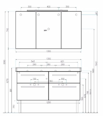 Тумба под раковину Villeroy&Boch 2Day2 125 подвесная Белая