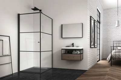 Душевой уголок Berges Wasserhaus Dark 90х90 061020R профиль Черный матовый стекло прозрачное