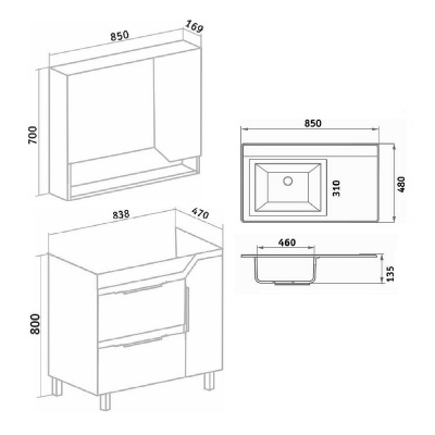 Мебель для ванной Runo Родос 85 Белая