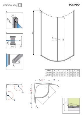 Душевой уголок Radaway Eos PDD 80x80 профиль Хром стекло прозрачное