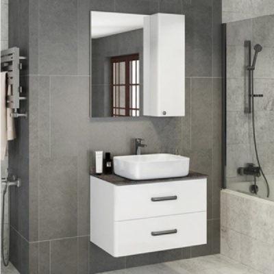 Тумба с раковиной Comforty Амстердам 75 4148719 подвесная Белая глянцевая