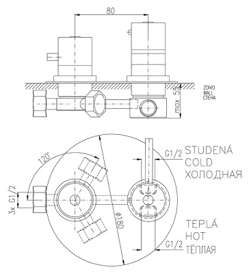 Смеситель для душа Rav Slezak Dunaj Termostat DT387 хром