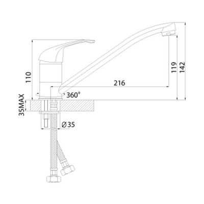 Смеситель для кухни Rossinka A35-21 Хром