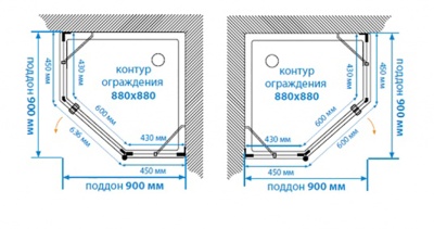 Душевой уголок Акватон Lax Fes 90x90 L профиль Хром стекло прозрачное