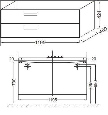 Тумба под раковину Jacob Delafon Rythmik 120 EB1305-G1C подвесная Белая глянцевая
