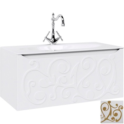 Тумба под раковину Aqwella Clarberg Elegance 100 EL0110GL подвесная Белая матовая Золото