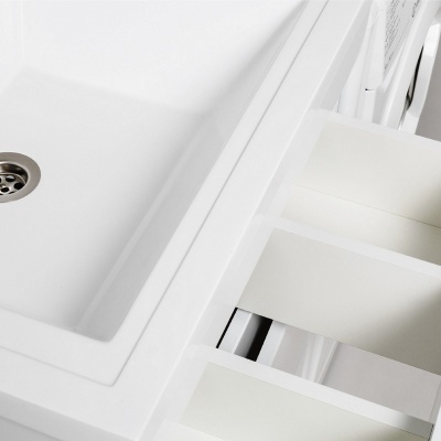 Тумба с раковиной Runo Орион 60 правая Белый мрамор