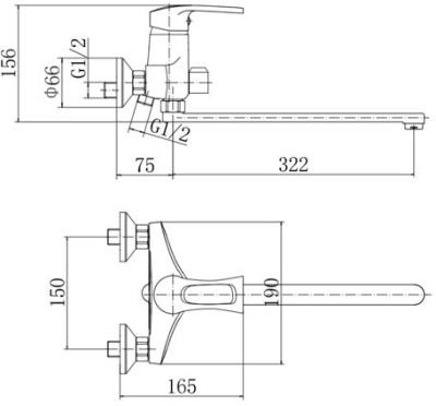 Смеситель для ванны Fashun A2266 универсальный Хром
