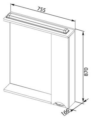 Зеркало со шкафом Aquanet Гретта 75 173986 с подсветкой R Дуб светлый