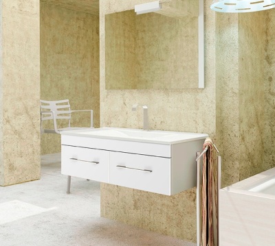 Тумба с раковиной SanVit Квадро Lux 120 kkvad120 в цвете Ral подвесная Белый глянец