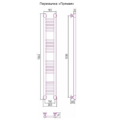 Водяной полотенцесушитель Сунержа Богема прямая 1200х150 Хром