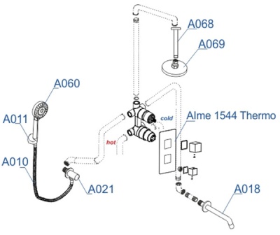 Душевая система WasserKRAFT Alme A171568 Thermo с термостатом Хром