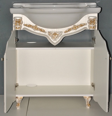 Тумба с раковиной Атолл Наполеон 275 белый жемчуг с патиной золото