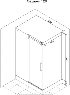 Душевой уголок Cerutti SPA Cezares 120x90 профиль Хром стекло прозрачное