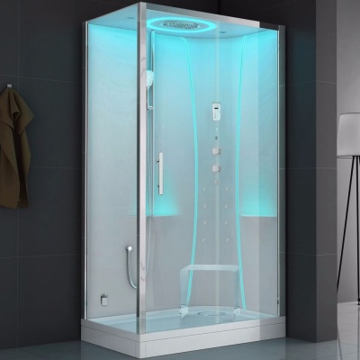 Душевая кабина SSWW B1602 R 120x80 с баней профиль Белый задняя стенка Белая