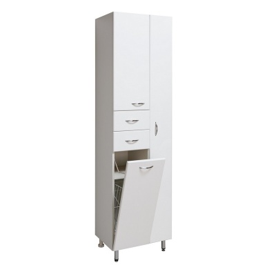 Шкаф пенал Runo Эконом 50 R с корзиной для белья Белый