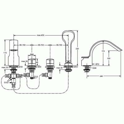Смеситель на борт ванны Ideal Standard Melange A4293AA хром
