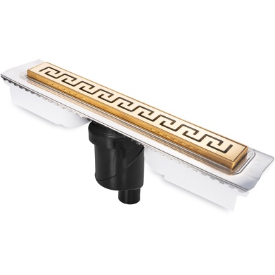 Душевой лоток Berges Wasserhaus B1 Antik 900 092027 с решеткой Золото глянец