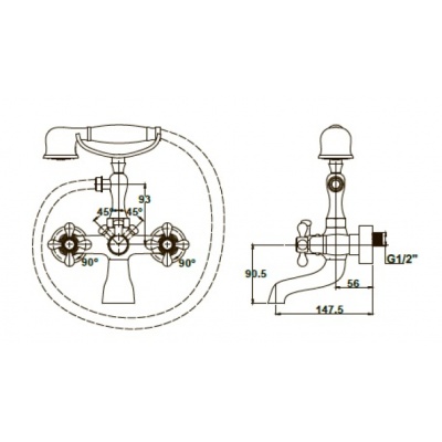 Смеситель для ванны Kaiser Carlson Style 44322-1 Бронза