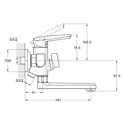 Смеситель для ванны G-Lauf LOF3-A033 Хром