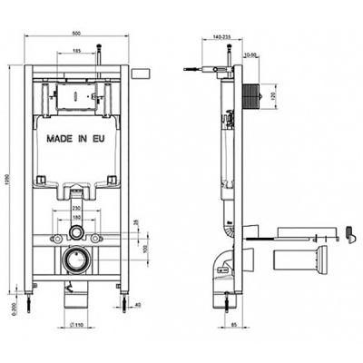 Комплект унитаза с инсталляцией Jacob Delafon Patio E21734RU-00 с сиденьем Микролифт и клавишей смыва Хром Комплект унитаза с инсталляцией Jacob Delafon Patio E21734RU-00 с сиденьем Микролифт и клавишей смыва Хром