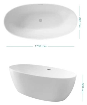 Акриловая ванна Kerasan Flo 170x80 без гидромассажа