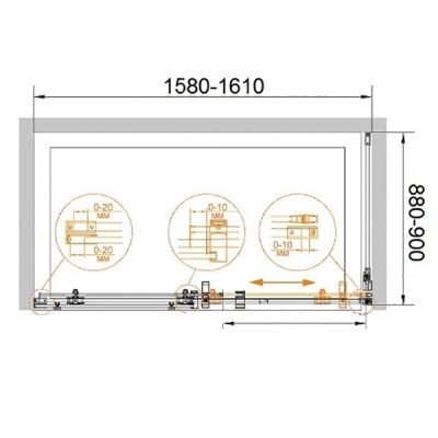 Душевой уголок Cezares Stylus-M AH-1 160x90 профиль Хром стекло прозрачное