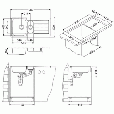 Кухонная мойка Alveus Line 10 1064281 Нержавеющая сталь