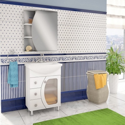 Зеркальный шкаф Runo Линда 60 правый Белый