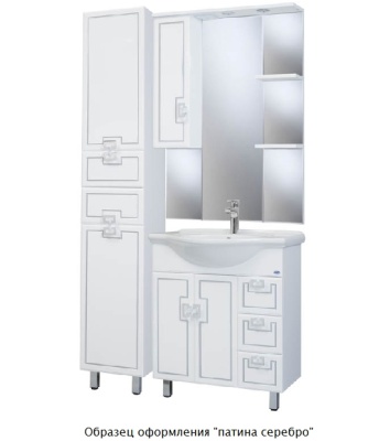 Тумба c раковиной Bellezza Миа 75 Белая патина Серебро