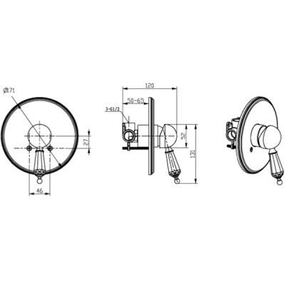 Смеситель для душа Boheme Imperiale Presente 325 Золото