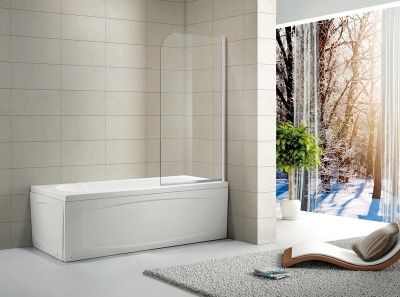 Шторка на ванну Alvaro Banos Oviedo 75x150 профиль Хром стекло прозрачное