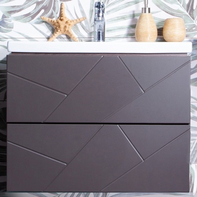 Тумба под раковину Бриклаер Кристалл 60 подвесная Ясень Анкор темный