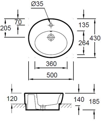 Раковина-чаша Jacob Delafon Ove 50 E1708-00 Белая
