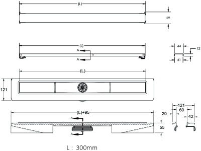 Душевой лоток Berges Wasserhaus C1 Norma 300 090034 с решеткой Матовый хром