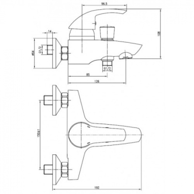 Смеситель для ванны Kaiser Nova 23022 Хром