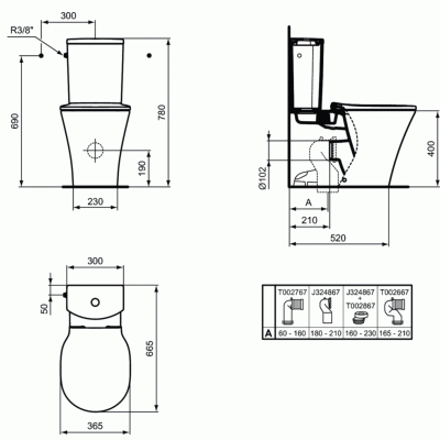 Унитаз компакт Ideal Standard Connect Air E013701 без бачка и сиденья