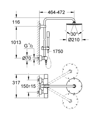 Душевая система Grohe Rainshower 27032001 с термостатом Хром