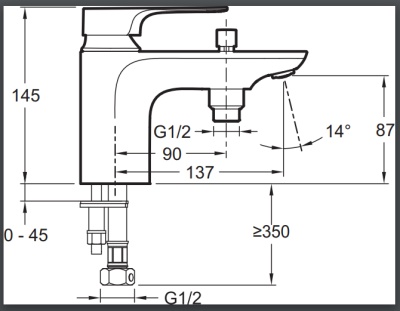 Смеситель для ванны и душа Jacob Delafon Aleo+ E72321-CP Хром