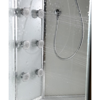 Душевая кабина Black&White Galaxy G5503-90х90 с гидромассажем профиль Серебристый хром задняя стенка Белая Душевая кабина Black&White Galaxy G5503-90х90 с гидромассажем профиль Серебристый хром задняя стенка Белая