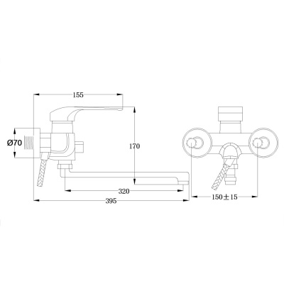 Смеситель для ванны Ростовская Мануфактура Сантехники SL50-006E универсальный Хром