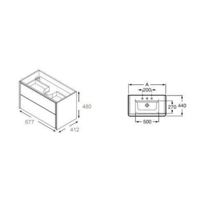 Тумба под раковину Roca Ronda 70 ZRU9303003 подвесная Бетон Белый матовый