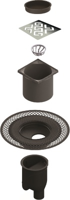 Душевой трап Berges Wasserhaus Platz Antik 150x150 092061 с решеткой Золото глянец