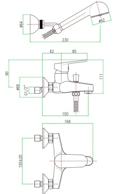 Смеситель для ванны Webert Sax Evolution SE850101015 Хром