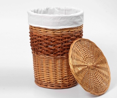 Корзина для белья WasserKRAFT Main 37x37x48 WB-410-M с крышкой Коричневая