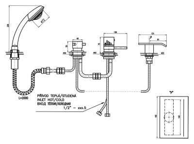 Смеситель на борт ванны Rav Slezak Dunaj DT274.5P хром