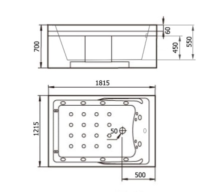 Акриловая ванна Gemy G9061 O L 181х121 L с гидромассажем